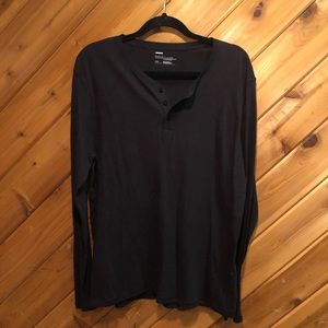 Public opinion black long sleeve Henley large